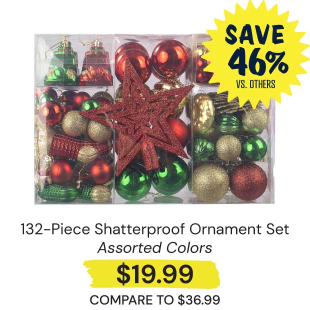 132-Piece-Shatterproof-Ornament-Set